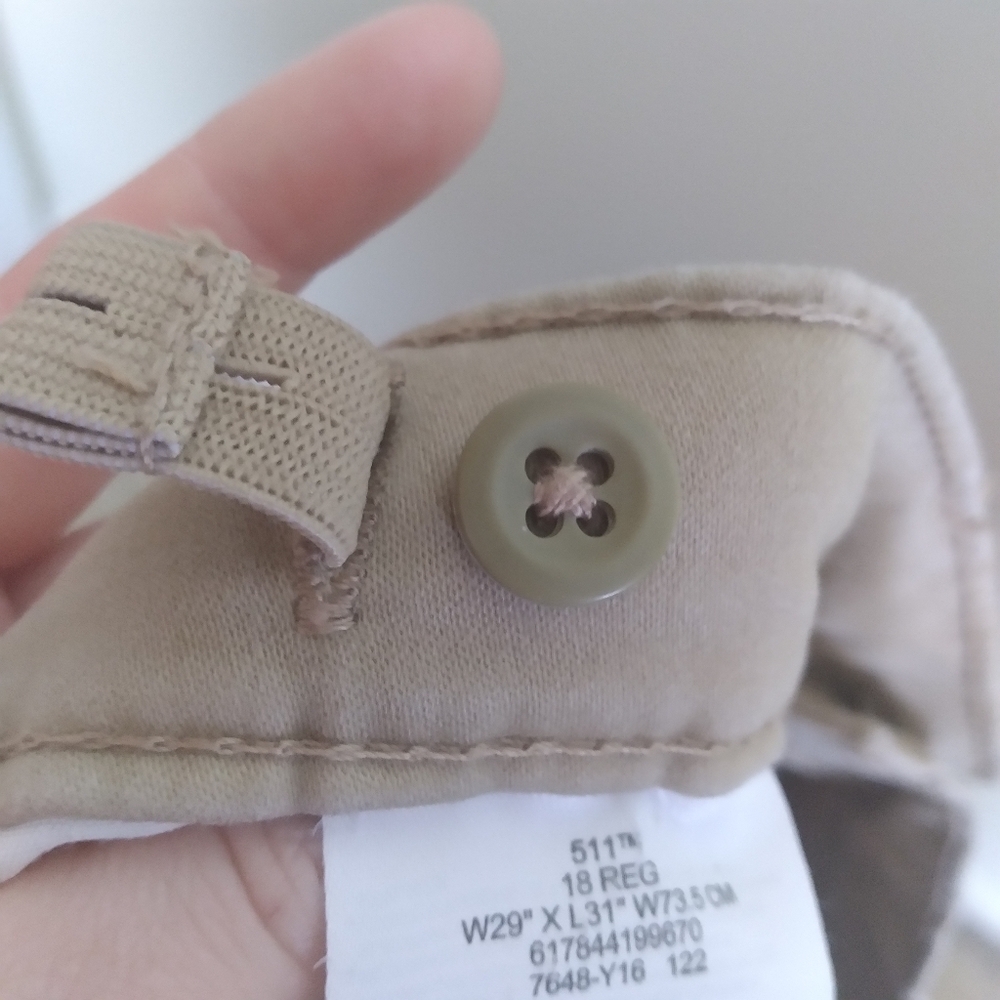 Levi's Men's 511 Slim Khaki Tan Adjustable Waist Casual Pants Size 29 x 31 - Picture 10 of 14